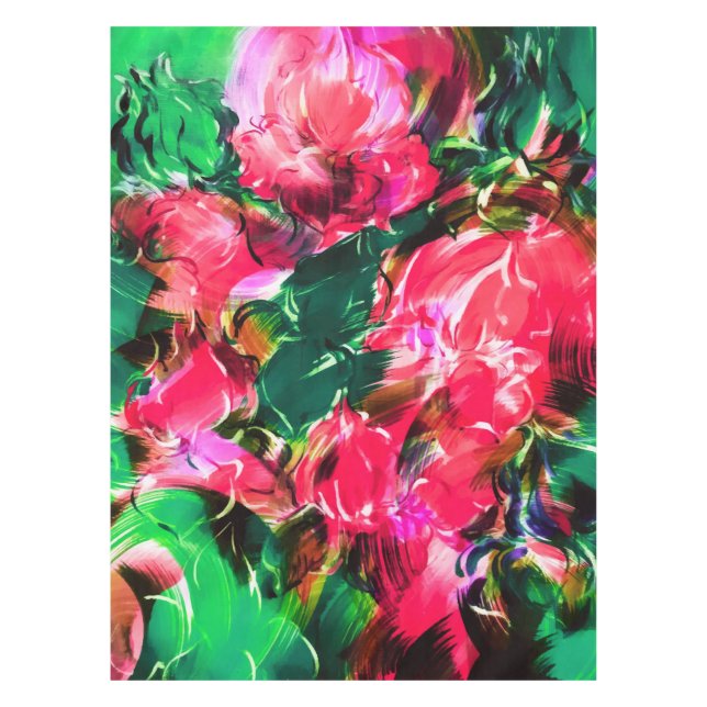 Toalha De Mesa Primavera Garden Blush Rosa Rosa Rosa Flores Bloqu (Frente)