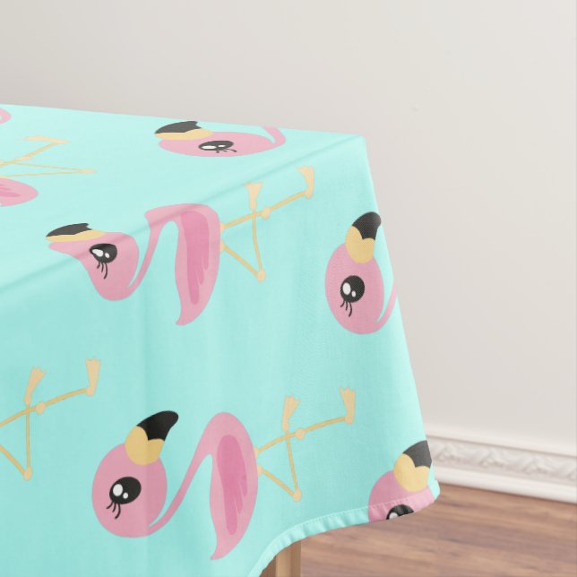 Toalha De Mesa Primeiro Aniversário Tropical Flamingo Rosa (Posição Original)