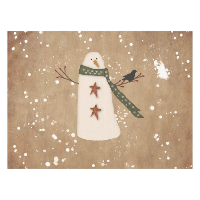 Toalha De Mesa Primitivo Snowman Tablecloth (Frente (Horizontal))