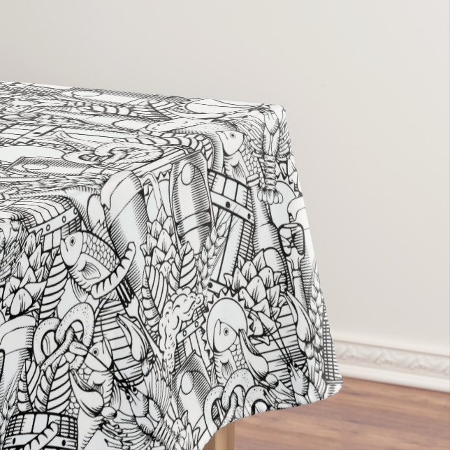 Toalha De Mesa Produtos do mar e cerveja Tablecloth (Posição Original)