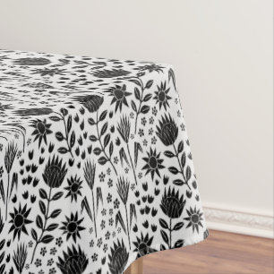 Toalha De Mesa Protea Floral Impressão Millefleur preto branco