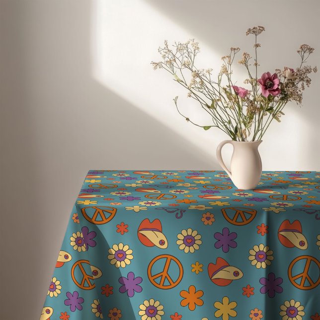 Toalha de Mesa Psicodélica Peça de Humor Pastel Re (Psychedelic Tablecloth Retro Pastel Mood Piece)