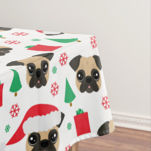 Toalha De Mesa Pug bonito do Natal