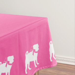 Toalha De Mesa Pug Dog Chá de fraldas Girl Pink with Arco