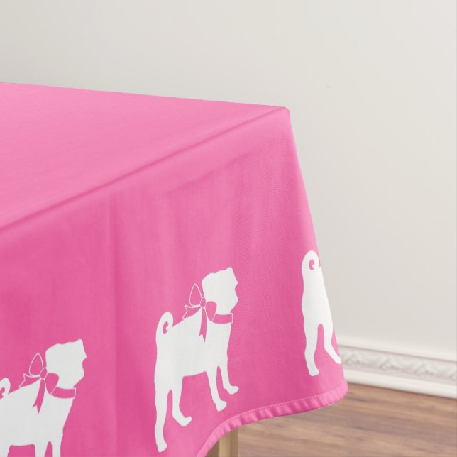 Toalha De Mesa Pug Dog Chá de fraldas Girl Pink with Arco (Posição Original)