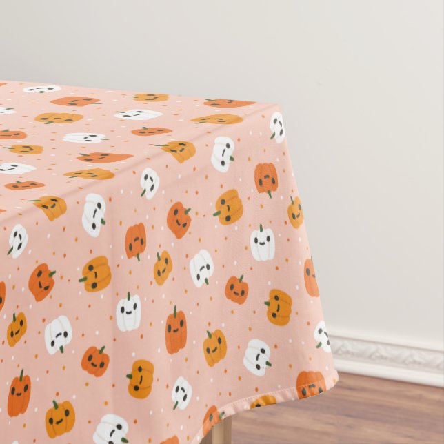 Toalha De Mesa Pumpkin Cute Kawaii Enfrenta Padrão (Posição Original)