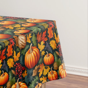 Toalha De Mesa Pumpkins nas Folhas com Berries