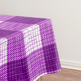 Toalha De Mesa Purple and White Bold Checkered Plaid Design 