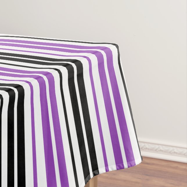 Toalha De Mesa Purple Black White Stripes Pattern Design  (Posição Original)