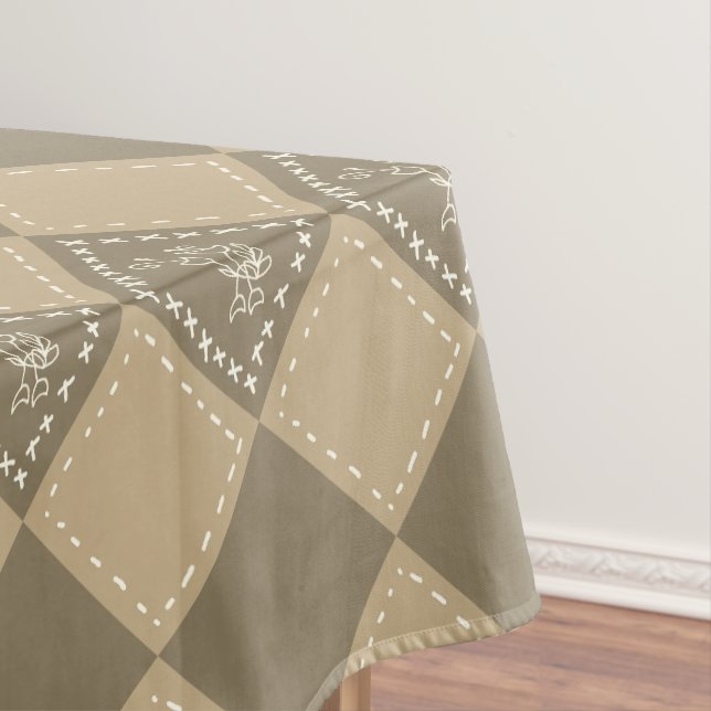 Toalha De Mesa Quadrados de flor de rabo mosaico (Posição Original)