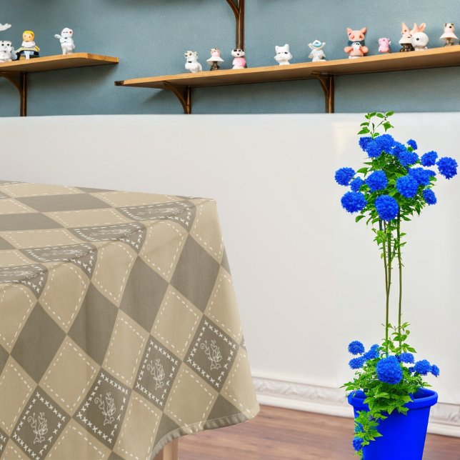 Toalha De Mesa Quadrados de flores de mosaico rabiscados (Criador carregado)
