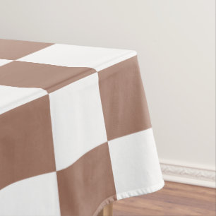 Toalha De Mesa Quadrados xadrez marrom mocha branco geométrico re