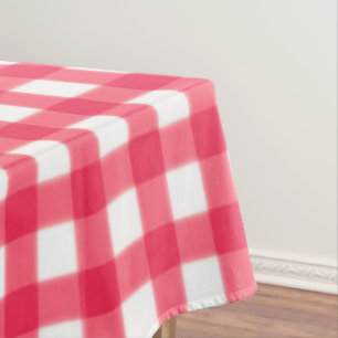 Toalha De Mesa Quadro de Controle de Gingham Branco e Vermelho an