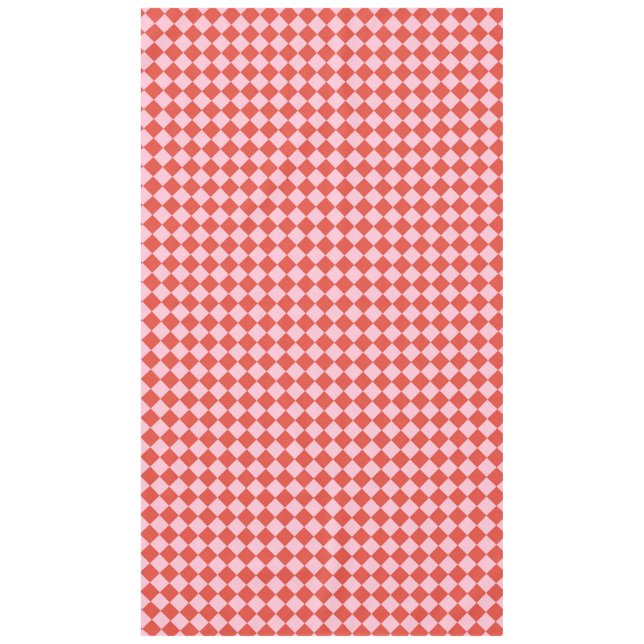 Toalha De Mesa Quadro de Verificação Vermelho e Rosa (Frente)