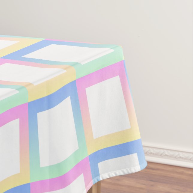 Toalha De Mesa Quadros de Padrões de Gradiente Simétricos Brancos (Posição Original)