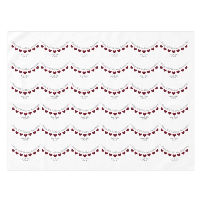 Toalha De Mesa Quarenta Ruby Wedding Annianiversary broting (Frente (Horizontal))