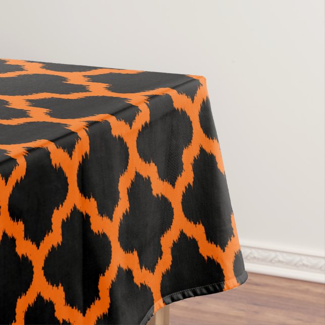 Toalha De Mesa Quatrefoil Laranja Moderno De Preto (Posição Original)