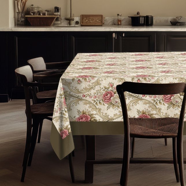 Toalha De Mesa Quente-quente vitoriano clássico Damask Convidando (Classic Victorian Damask Warm Inviting Atmosphere Tablecloth)