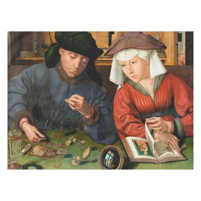 Toalha De Mesa Quentin Matsys - O Moneylender e sua esposa (Frente (Horizontal))