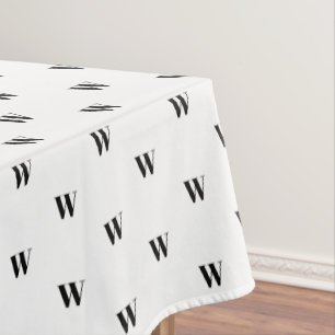 Toalha De Mesa Quic inicial do monograma personalizado branco pre