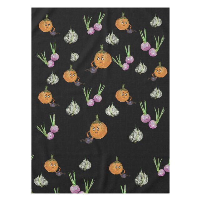 Toalha De Mesa Rabanetes, cebolas e alho. (Frente)