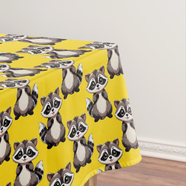 Toalha De Mesa Raccoon Pattern Design Yellow  (Posição Original)