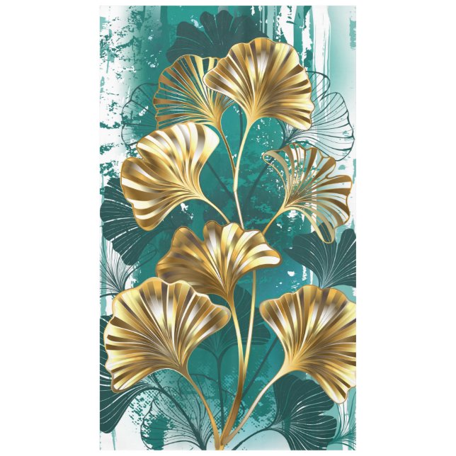 Toalha De Mesa Ramificação com Ouro deixa Ginko Biloba (Frente)