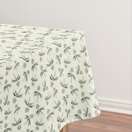 Toalha De Mesa Ramificações verdes amigáveis no creme - padrão pe