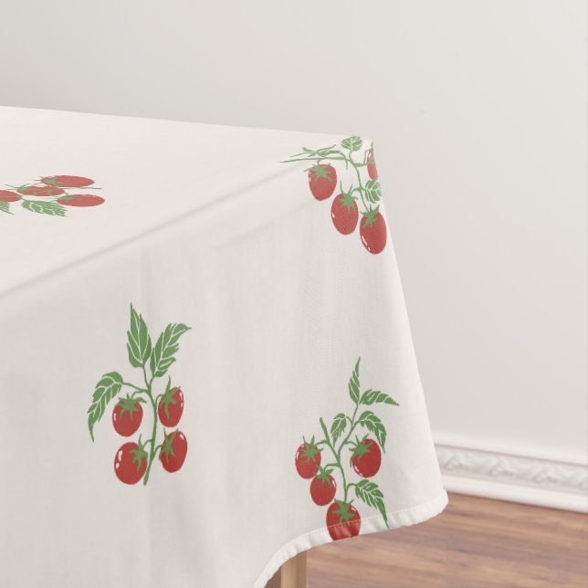 Toalha De Mesa Ramo Botânico de Tomate Orgânico Rústico Vermelho  (Posição Original)