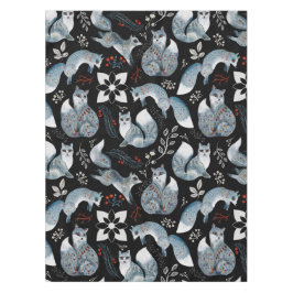 Toalha De Mesa Raposas azuis estilizadas com desenhos florais int