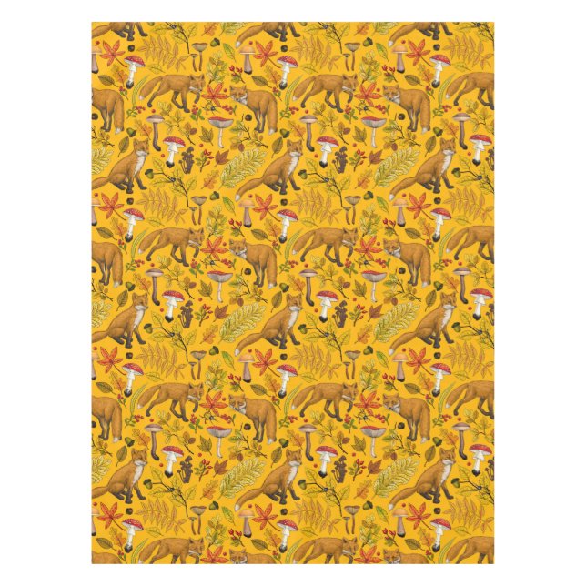 Toalha De Mesa Raposas de outono em laranja (Frente)