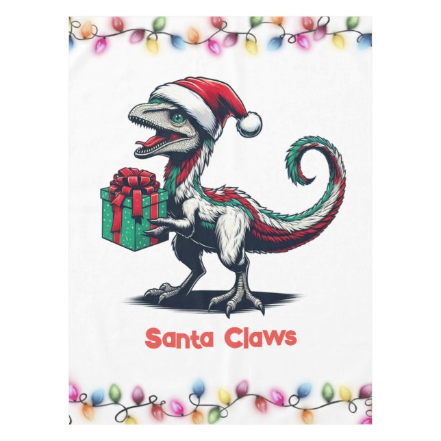 Toalha De Mesa Raptor de chapéu de Natal (Frente)