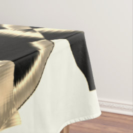 Toalha De Mesa Raspas pretas e beges, fitas destruídas em cima da