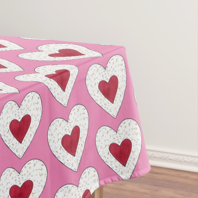 Toalha De Mesa Raspberry Heart Linzer Cookie Linzertorte Austríac (Posição Original)