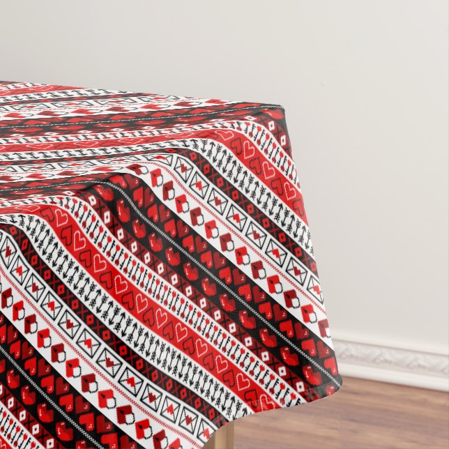 Toalha De Mesa Red 8 Bit Love Hearts (Posição Original)