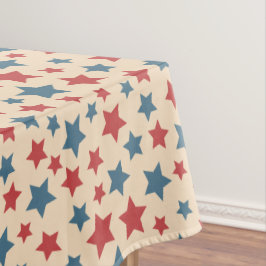 Toalha De Mesa Red and Blue Stars, 4th of July, Beige Background