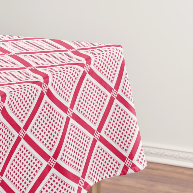 Toalha De Mesa Red and white geometric checkered pattern retro    (Posição Original)