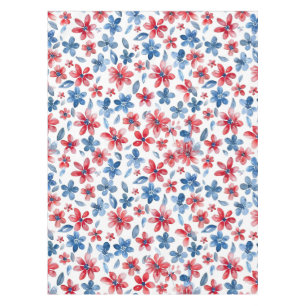 Toalha De Mesa Red Blue Floral 4 de julho Tablecloth