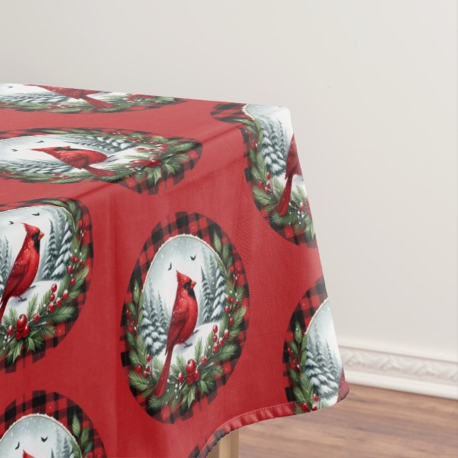 Toalha De Mesa Red Cardinal with Holly Berries (Posição Original)