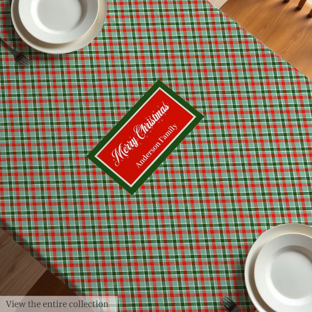 Toalha De Mesa Red Green Tartan Tablecloth Chic Custom Name Style (Red Green Tartan Tablecloth Chic Custom Name Style)