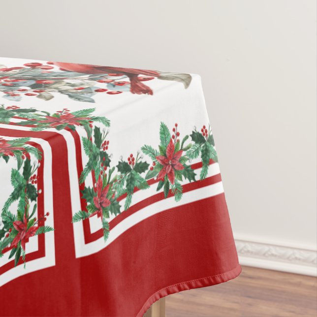Toalha De Mesa Red Mockingbird Poinsettia Fronteiras Vermelhas (Posição Original)