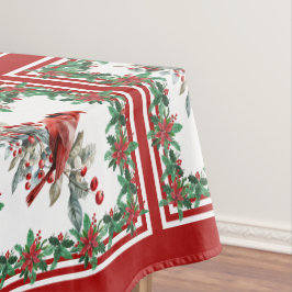 Toalha De Mesa Red Mockingbird Poinsettia Fronteiras Vermelhas