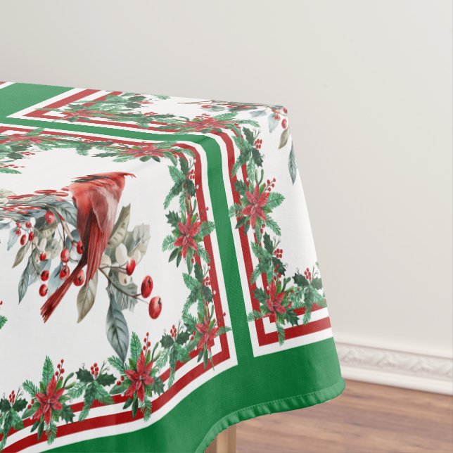 Toalha De Mesa Red Mockingbird Poinsettia Green (Posição Original)