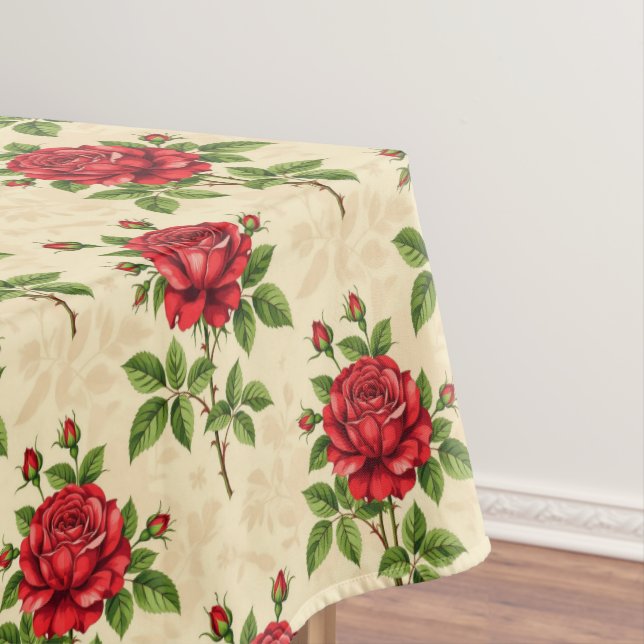 Toalha De Mesa Red rose vintage pattern (Posição Original)