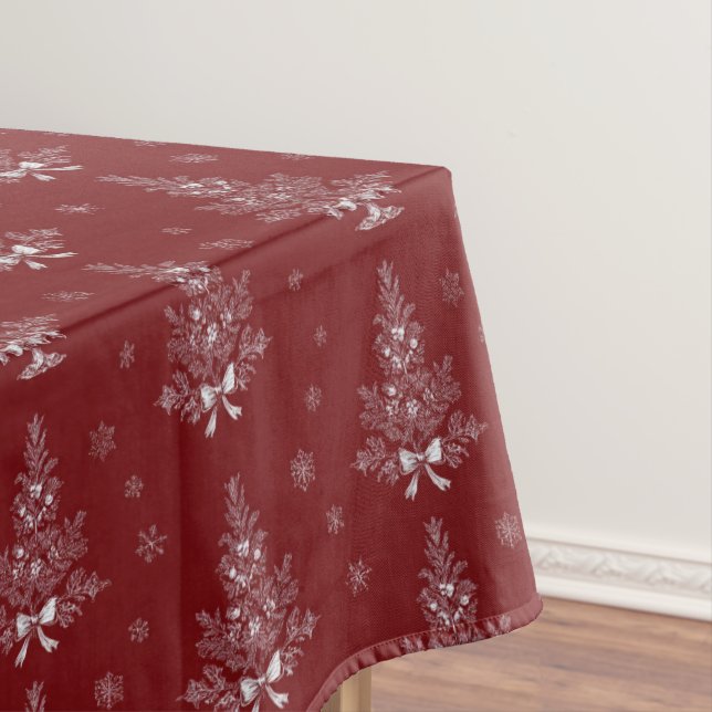 Toalha De Mesa Red Toile De Jouy Coquette Christmas Foliage (Posição Original)