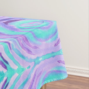 Toalha De Mesa Redemoinho roxo de turquesa da aguarela do