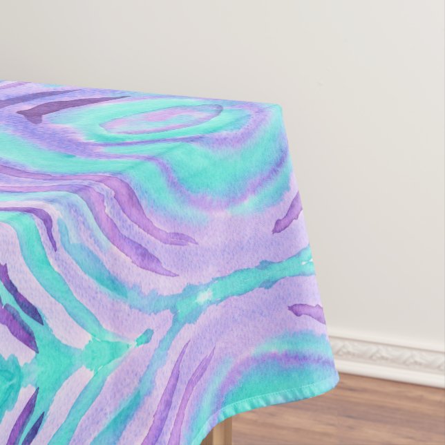 Toalha De Mesa Redemoinho roxo de turquesa da aguarela do (Posição Original)