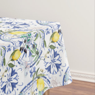 Toalha De Mesa Redondo,ornamentado,azulejo espanhol,mediterrâneo,