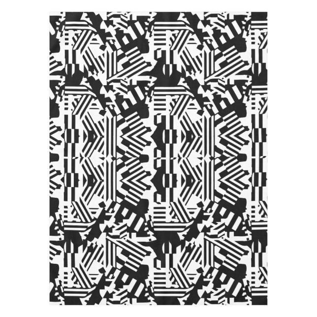 Toalha De Mesa Reflexões de abstrato: Linhas, Cubos e Monocromo (Frente)