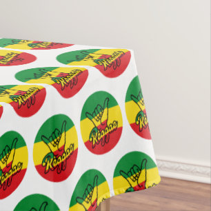 Toalha De Mesa Reggae Shaka Mãos com cores reggae